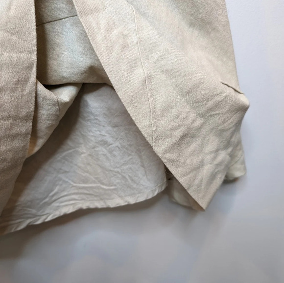 Y2K Addition Elle Khaki  Tan Linen Cotton Blend Midi Short Sleeve Dress Women 14 - Picture 8 of 8